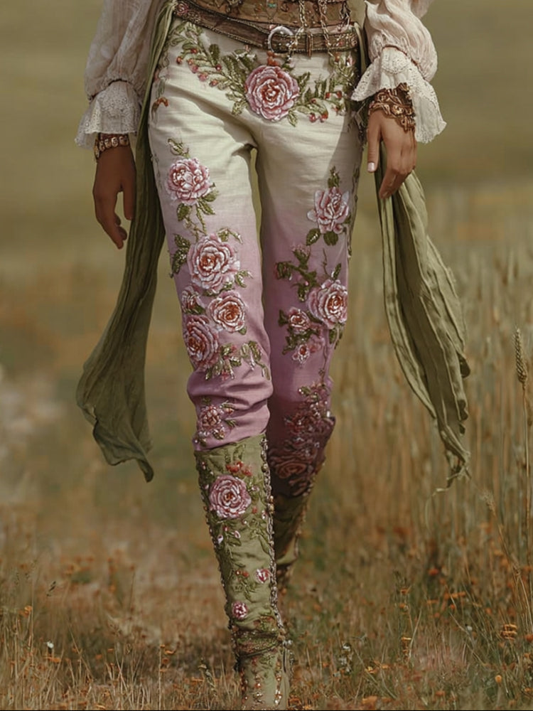 Women's Embroidered Casual Vintage Pants elevenforest