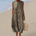 Women's Vintage Stripe Pattern Sleeveless Cotton Dress elevenforest