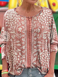 Women's Vintage Ethnic Floral Art Art Print Casual Long Sleeve T-shirt