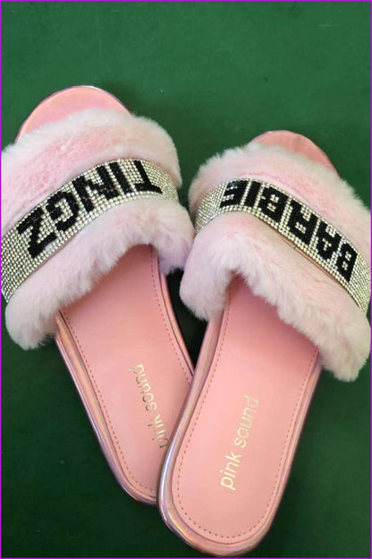 Crystal Diamonds Fur Slippers F391
