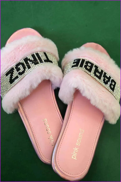 Crystal Diamonds Fur Slippers F391