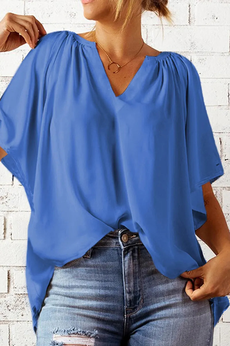Split Joint V Neck T-shirts(6 Colors)
