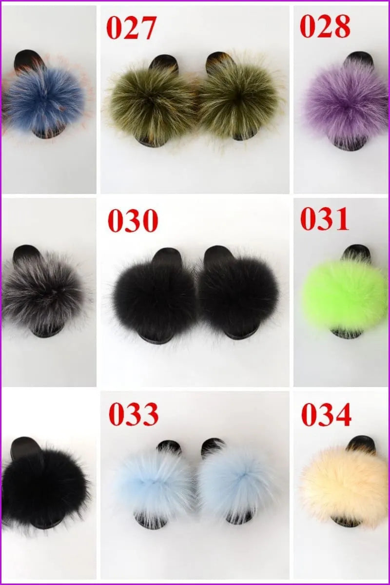 {5-7 Days Wait for Make} New Color Raccoon Fur Slides F581