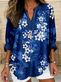 Comstylish Japanese Sakura Blossom Art Linen Blend Tunic