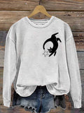 Comstylish Cat Chasing Stars Pattern Women's Casual Sweatshirt