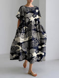 Cherry Blossom Clouds Japanese Art Linen Blend Maxi Dress