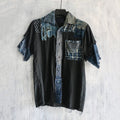 Retro Japanese Sashiko Patchwork Art Short-sleeved Shirt elevenforest