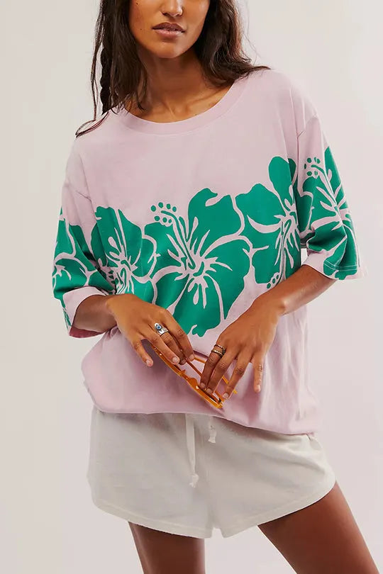 Print Loose Round Neck Short Sleeve T-shirt