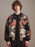 Men's Vintage Japanese Art Dragon Embroidery Print Coat elevenforest