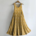 Floral Tattoo Pattern Art Print Round Neck Sleeveless Cotton Pocket Dr