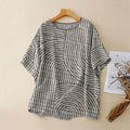 Women's Vintage Abstract Geometric Print Lines T-shirt elevenforest