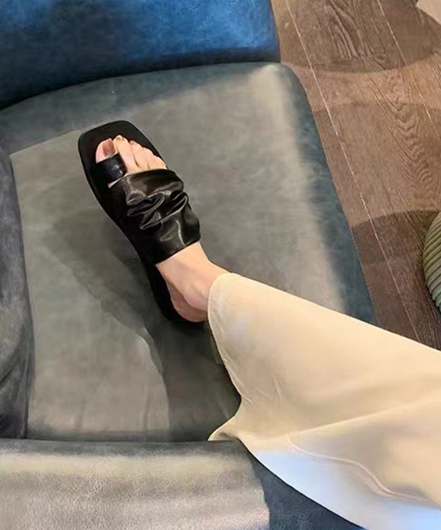 Summer New White Toe Flat Wrinkled Slippers Jj023