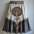 Women's Viking Celtic Knot Tree Of Life Art Linen Skirt elevenforest