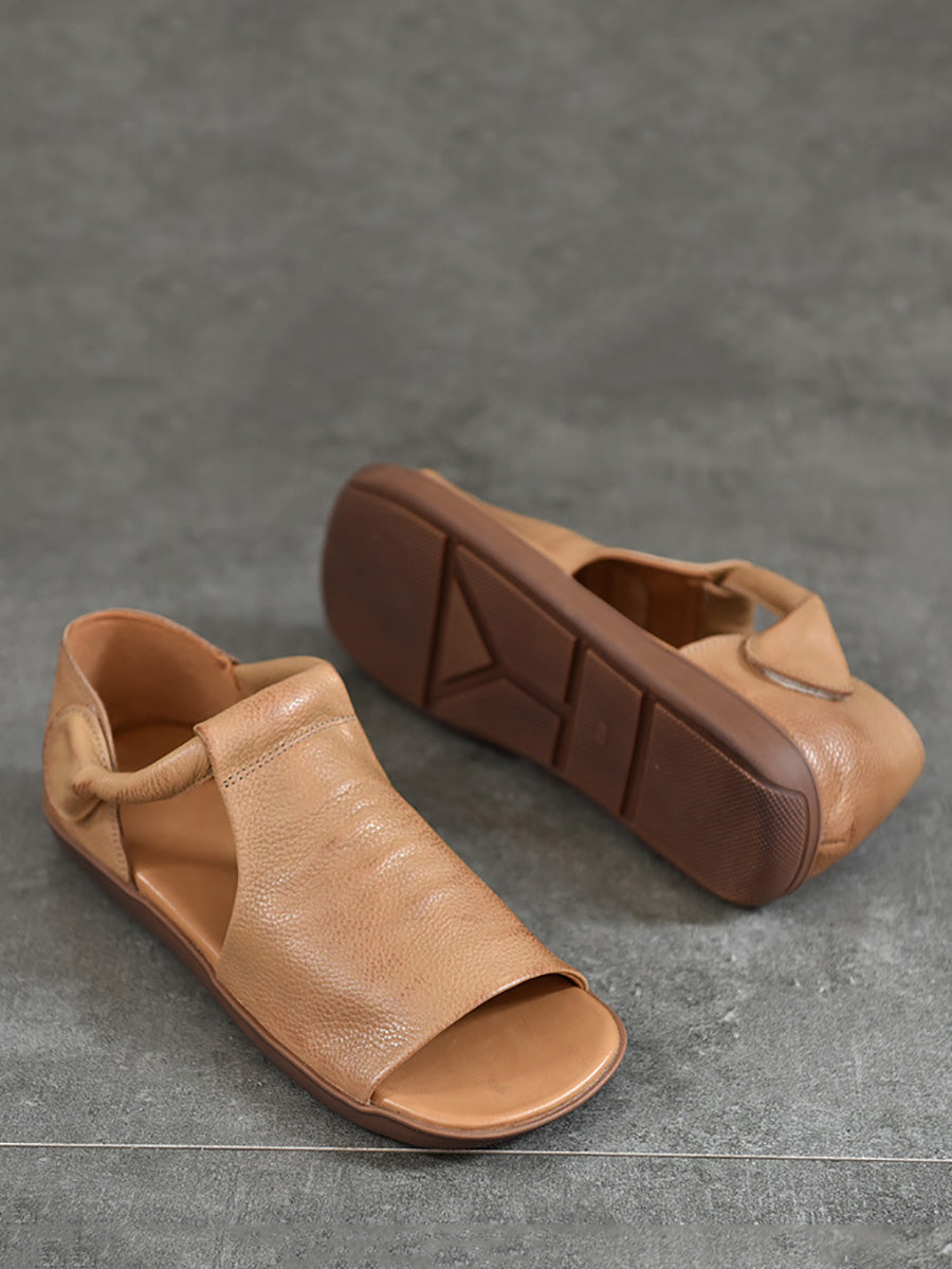 Summer Soft Leather Flat Sandals Cc003