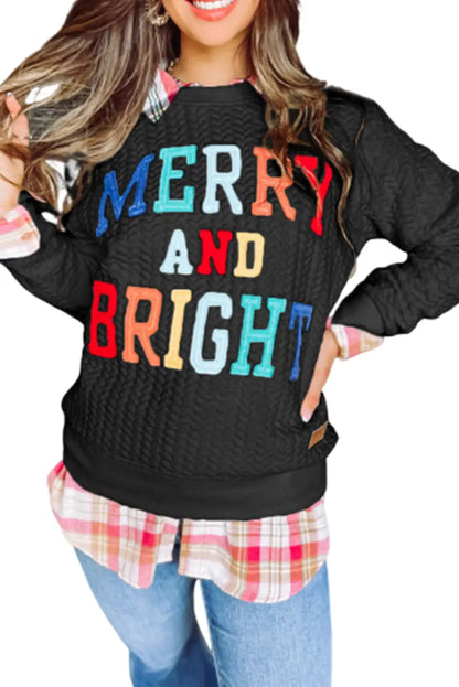 Black Merry and Bright Cable Knit Pullover Sweatshirt in Southern Belle Style