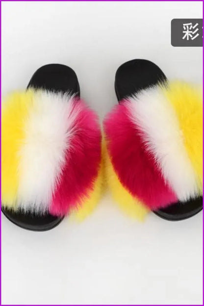 {5-7 Days Wait for Make} New Color Faux Fox Fur Slides F601