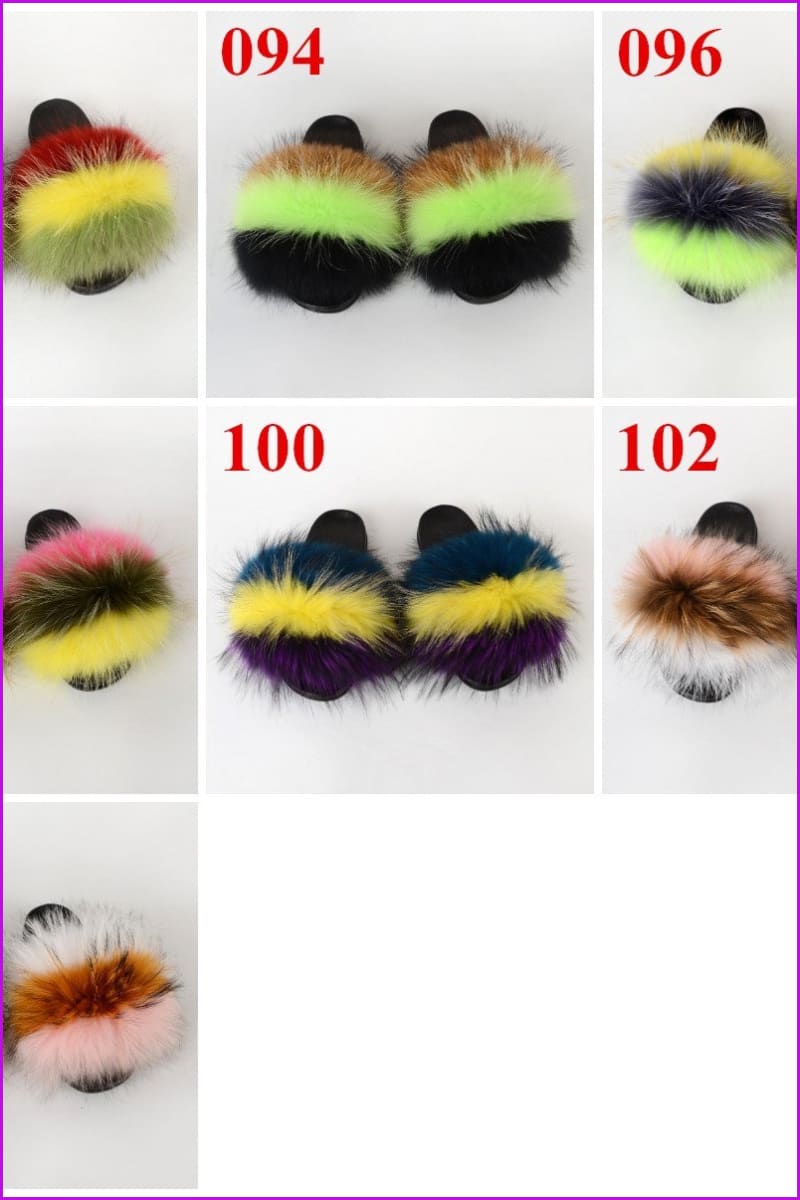 {5-7 Days Wait for Make} New Color Raccoon Fur Slides F580