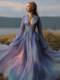 Vintage Opal Inspired Glitter Gradient Celtic Flowy Maxi Dress elevenforest