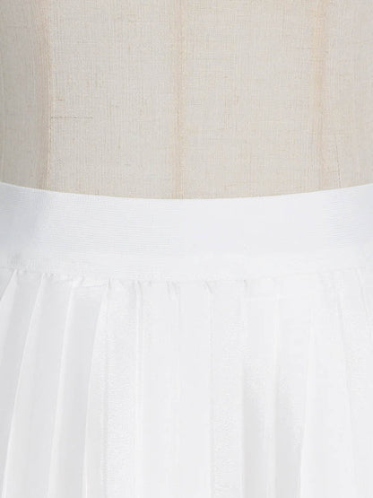 Original Sleeveless Irregularity Color High-neck T-shirt Top&pleated Skirt Bottom Two Pieces Set