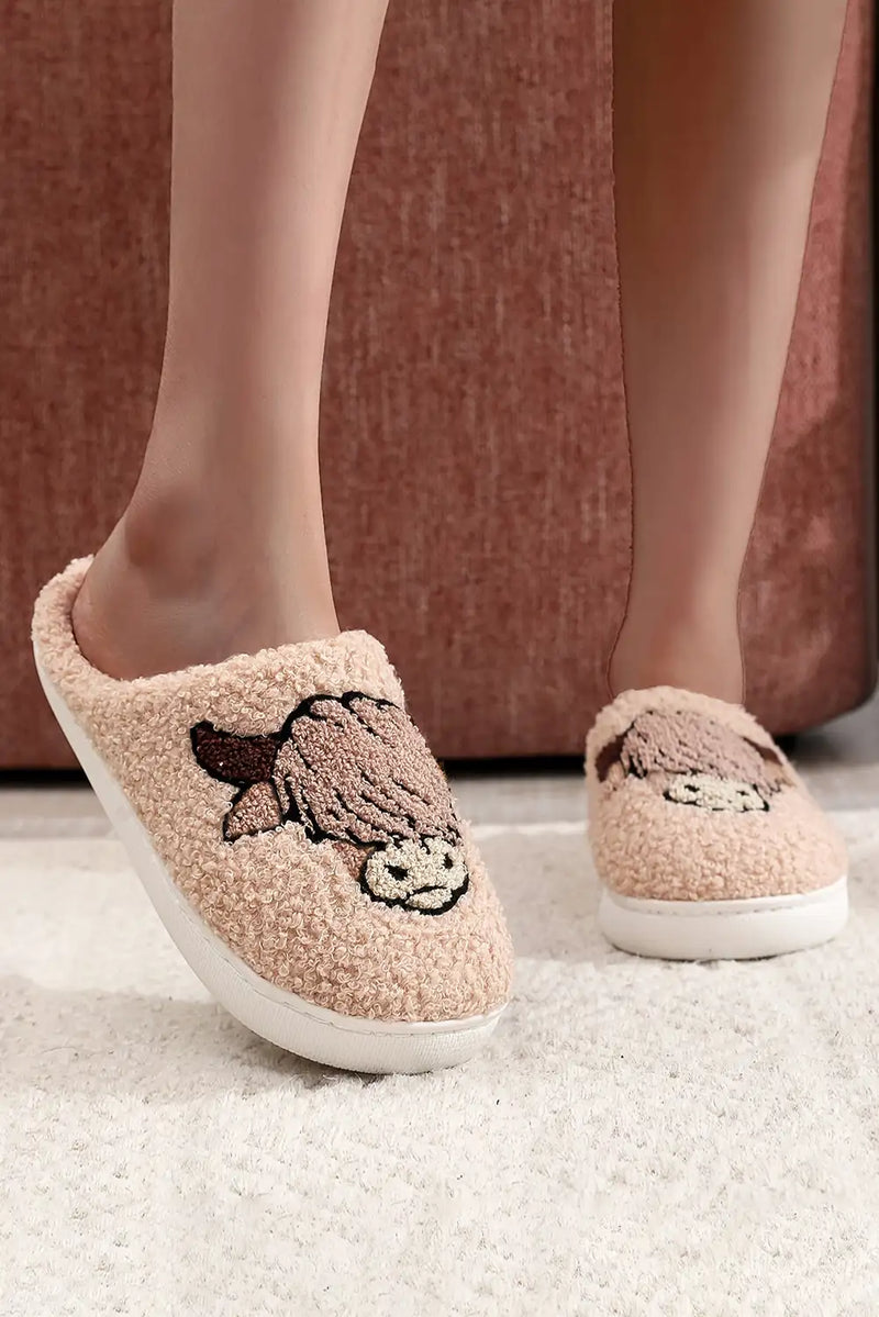 Cozy Parchment Animal Plush Slippers