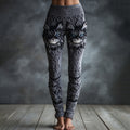 Women's Cute Cat Face Embroidered Art Cozy Knit Leggings