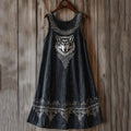 Viking Wolf Pattern Tank Midi Dress elevenforest