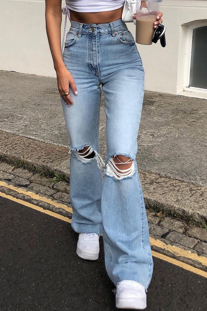Street Ripped Make Old Boot Cut Bottoms(3 Colors)