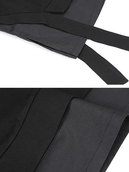 Black False-two Split-joint High-neck Sweatshirt T-shirt
