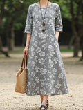 Women's Retro Floral Print Dress elevenforest