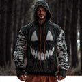 Halloween Pumpkin Emoji Black And White Two Tone Thick Hooded Sweater artswardrobe