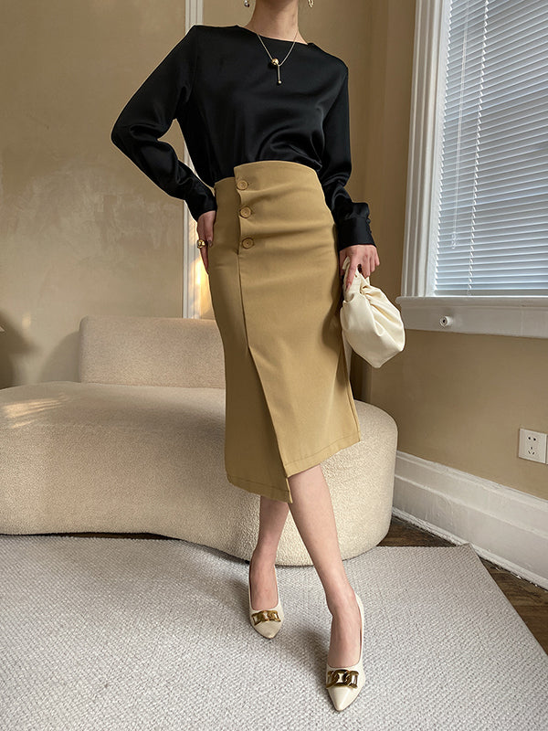 Long Sleeves Loose Color Round-neck Blouses&shirts Tops