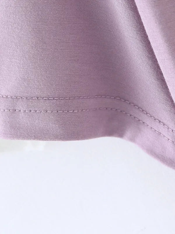 Short Sleeves Pleated Color Heaps Collar T-shirts Tops