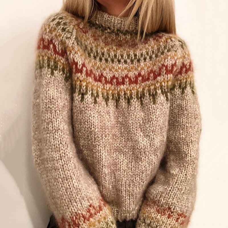 Casual Turtleneck Straight Leg Printed Sweater elevenforest