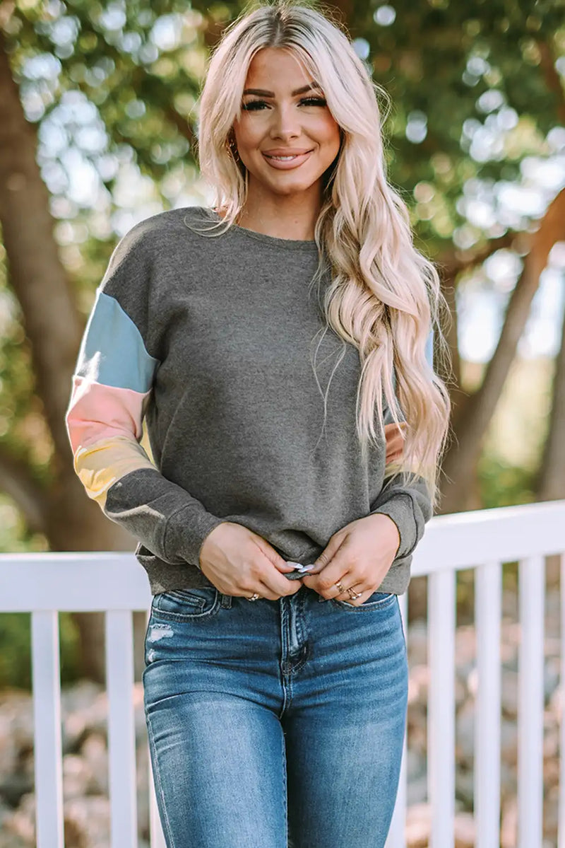 Cool Gray Colorblock Sweatshirt