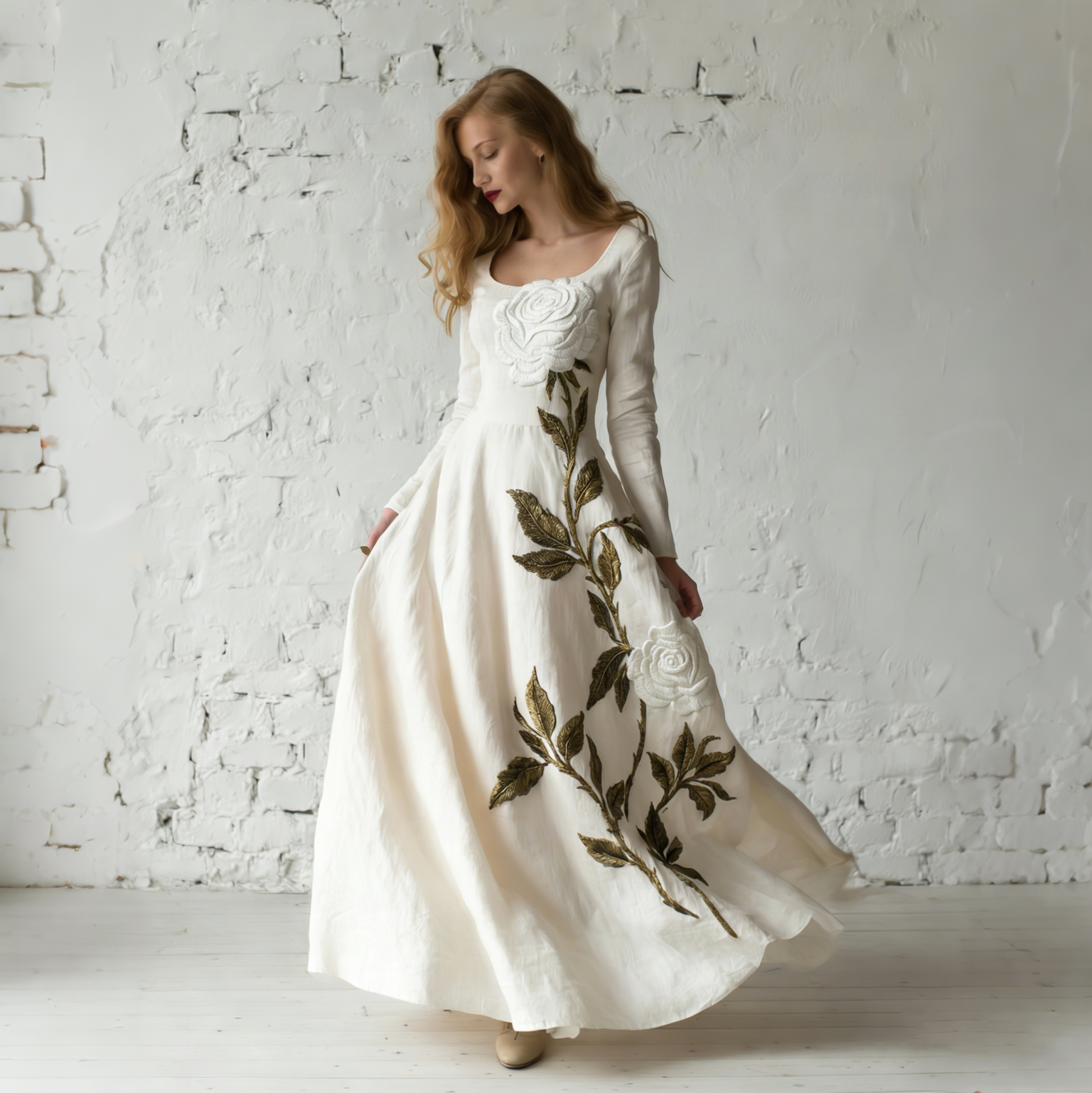 Women's Vintage Flowers Art Flowy Maxi Dress elevenforest