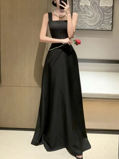 Backless Evening Party Dress Sleeveless A-line Long Dresses for Spring Summer Prom Robe Vestidos Mujer New