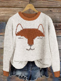 Fox Pattern Cozy Knit Sweater artswardrobe