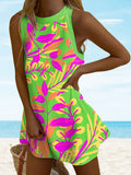 Women's Hawaiian Floral Art Print Beach Vacation Dress