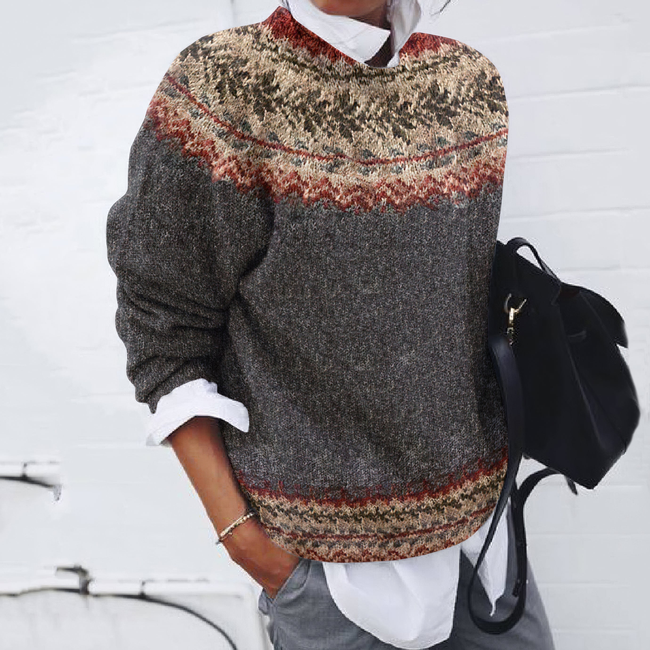 Retro Icelandic Pattern Knitted Cozy Sweater elevenforest