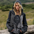 Viking Raven And Celtic Knot Patchwork Inspired Tribal Cotton And Linen Hoodie elevenforest