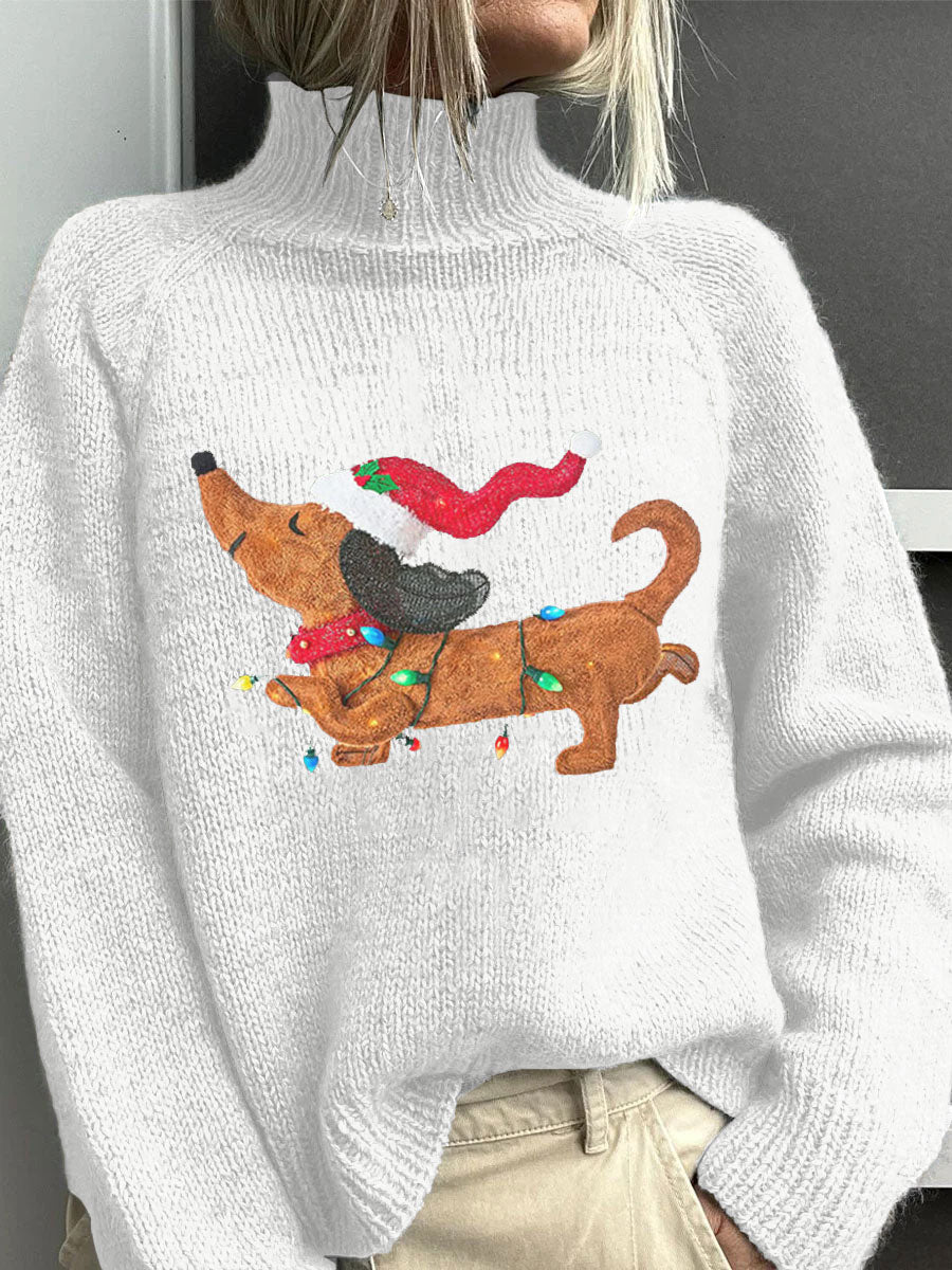 Comstylish Women's Merry Christmas Cute Dog Print Sweater