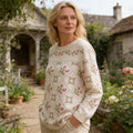 Vintage Rustic Floral Pattern Women's Linen Long Sleeve Shirt elevenforest
