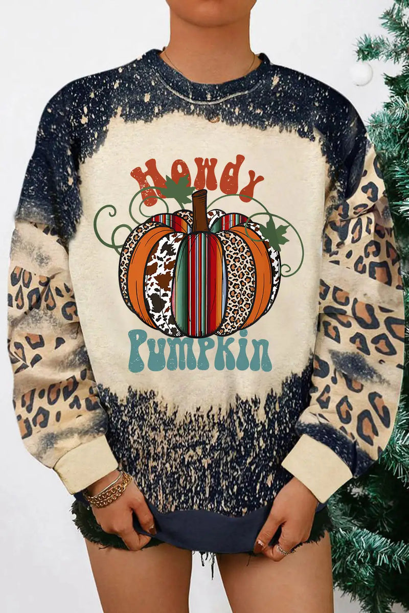 Leopard Pumpkin Bleached Sweatshirt
