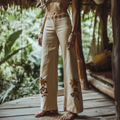 Women's Ethnic Embroidered Linen Casual Pants elevenforest