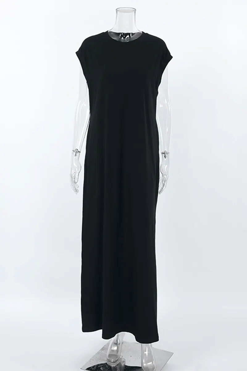 Street Pocket O Neck Vest Dresses