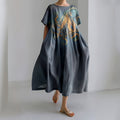 Japanese Octopus Art Linen Blend Casual Dress