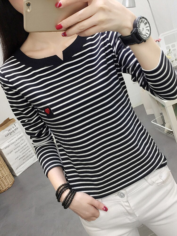 T-shirt Long Sleeve Korean Style Slim Basic Cotton Tshirt Top Clothing Autumn Winter T Shirt Femme
