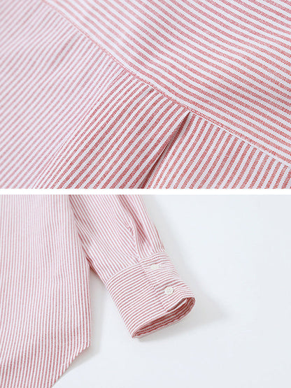 Urban Loose Striped Lapel Collar Blouses&shirts Tops