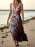 Women's Vintage Floral Case Art Print Pocket Cotton Dresses