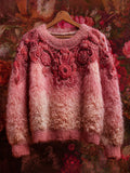 Women's Casual Vintage Rose Embroidered Sweater elevenforest